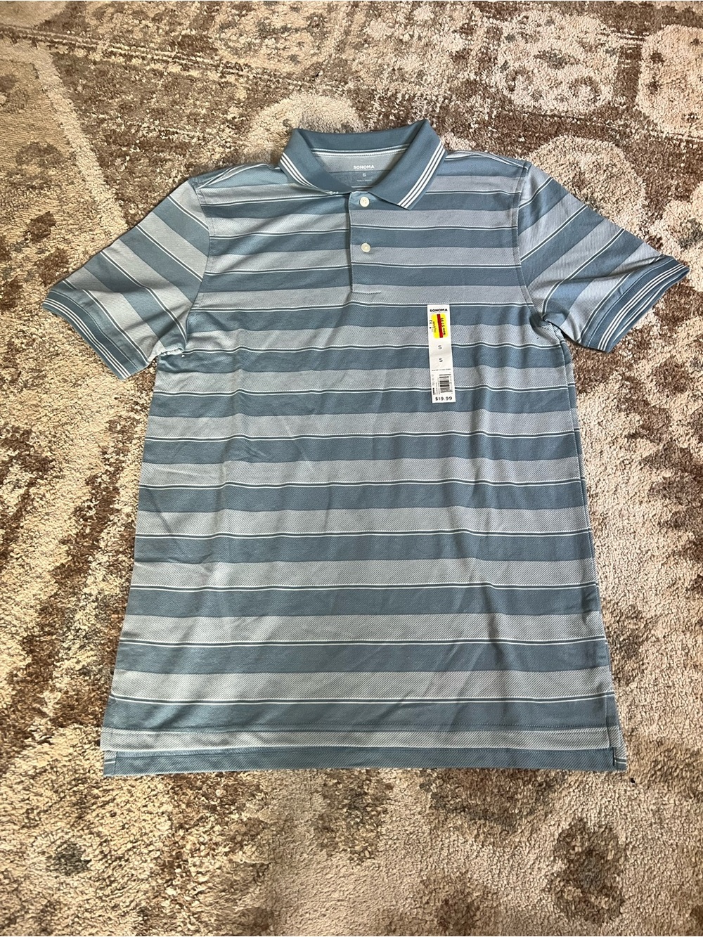 Sonoma Light Blue Striped Polo Shirt